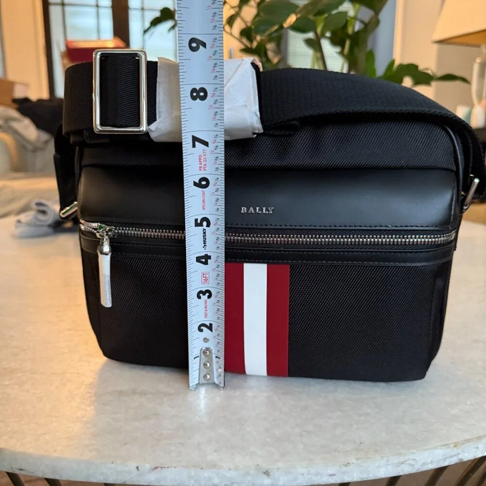 Bally Black Canvas Men's/Unisex Crossbody With Signature Bally Stripe, NWT